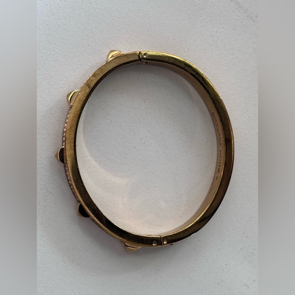 Michael Kors Gold Pavé Pyramid Stud Bangle Bracelet - Picture 4 of 5